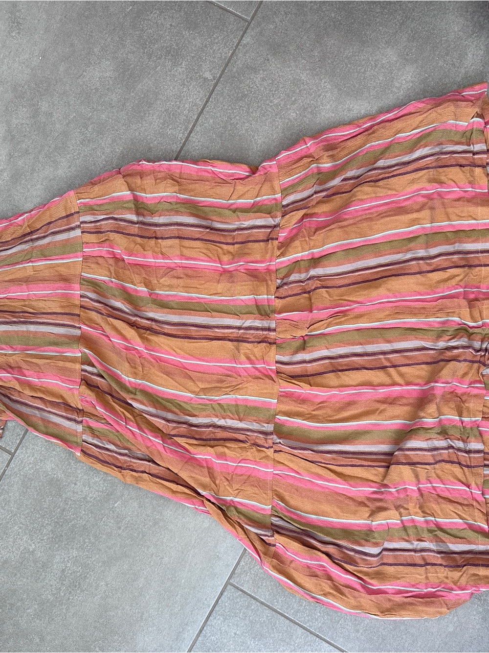 Prana Striped Pink and Orange Tiered Maxi Dress with Spaghetti Straps - Picture 5 of 9